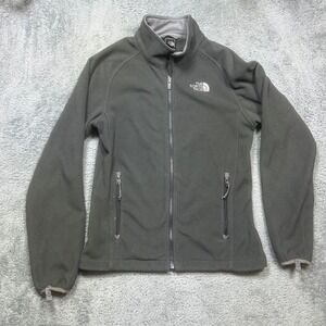 North Face Jacket Womens Medium Gray Fleece Full Zip Outdoor Hiking TNF Polartec